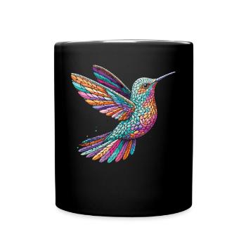 Colibri en mosaïque : Chemise colorée pour les amateurs d’oiseaux - Mug uni - noir - Devant