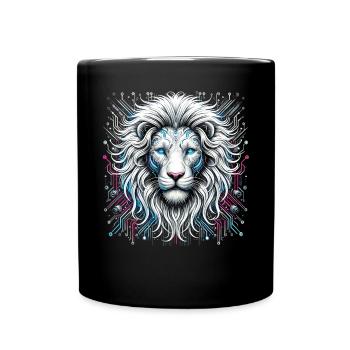 Neon Bit : Le Cyber Roi - Cyberpunk Lion - Mug uni - noir - Devant
