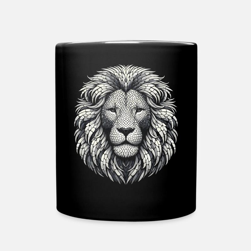 Mosaik Löwenkopf - Tasse einfarbig - Schwarz