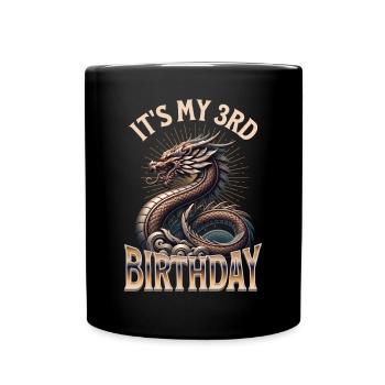 Dragon 3rd Birthday Dragon - Full Colour Mug - black - Front