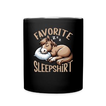 Offizielles Schlafshirt Lustiges Pferd Pyjama - Tasse einfarbig - Schwarz - Vorne