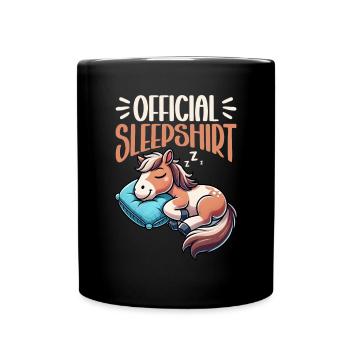 Offizielles Schlafshirt Lustiges Pferd Pyjama - Tasse einfarbig - Schwarz - Vorne