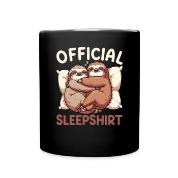 Offizielles Schlafshirt Lustiges Faultier Pyjama - Tasse einfarbig - Schwarz - Vorne