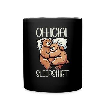 Offizielles Schlafshirt Lustiger Grizzly Bär - Tasse einfarbig - Schwarz - Vorne