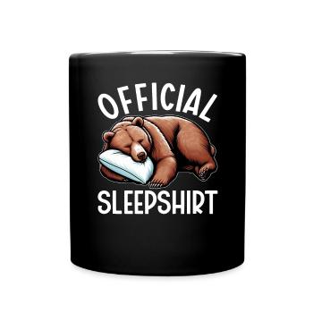 Offizielles Schlafshirt Lustiger Grizzly Bär - Tasse einfarbig - Schwarz - Vorne