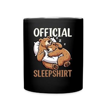 Offizielles Schlafshirt Lustiger Grizzly Bär - Tasse einfarbig - Schwarz - Vorne