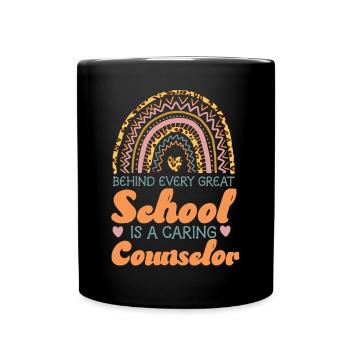 School Counselor Rainbow Behind - Tasse einfarbig - Schwarz - Vorne