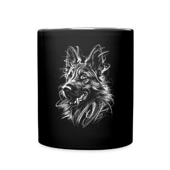 Berger Allemand Art Dessin Abstrait - Mug uni - noir - Devant