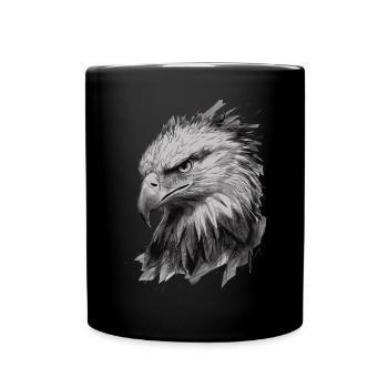 Abstrakte Adler Tierzeichnung Illustration - Tasse einfarbig - Schwarz - Vorne
