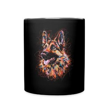 Berger Allemand Art Dessin Abstrait - Mug uni - noir - Devant