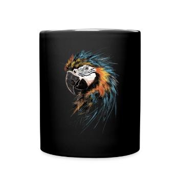 Macaw Papagei Kunst Zeichnung Abstrakte - Tasse einfarbig - Schwarz - Vorne