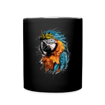 Macaw Art Zeichnung Abstrakte Tierillustration - Tasse einfarbig - Schwarz - Vorne