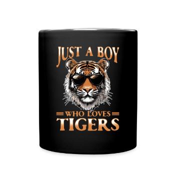Funny Tiger Animal Just A Boy Who Loves Tigers - Full Colour Mug - black - Front