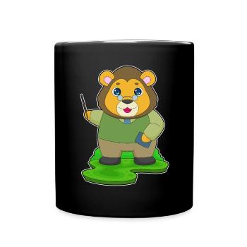 Lion Teacher Pointing Stick School - Full Colour Mug - black - Front