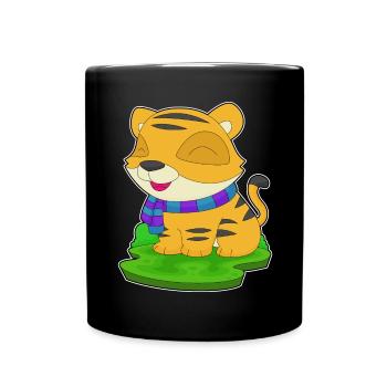 Tiger Winter Schal - Tasse einfarbig - Schwarz - Vorne