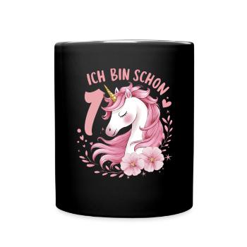 1. Geburtstag Mädchen 1 Jahr Pferd Pferde Einhorn - Tasse einfarbig - Schwarz - Vorne