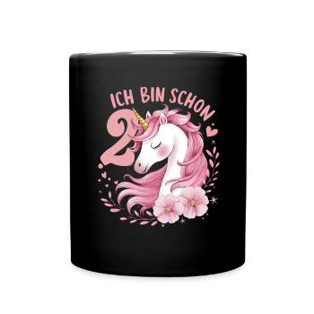 2ème anniversaire fille 2 ans cheval chevaux licorne - Mug uni - noir - Devant