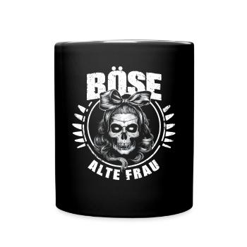 Motorrad Biker Lady Sarkasmus Böse alte Frau - Tasse einfarbig - Schwarz - Vorne