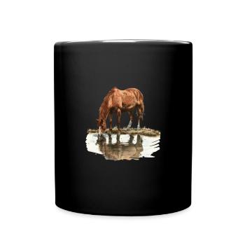 Horse by the water with reflection - Full Colour Mug - black - Front