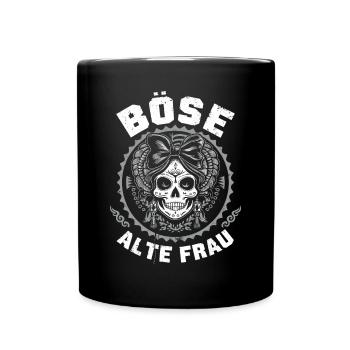 Motorrad Biker Lady Sarkasmus Böse alte Frau - Tasse einfarbig - Schwarz - Vorne