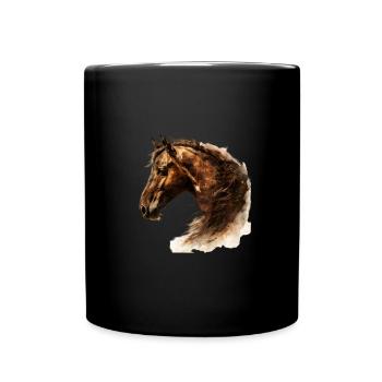 Majestätisches Pferdeportrait in Braun - Tasse einfarbig - Schwarz - Vorne