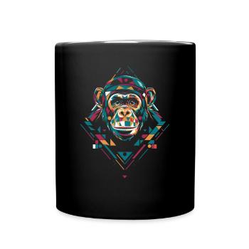 Art géométrique coloré des chimpanzés - Mug uni - noir - Devant