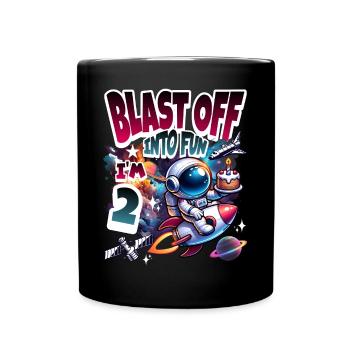 Astronaute 2e anniversaire Espace - Mug uni - noir - Devant