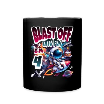 Astronaute 4e anniversaire Espace - Mug uni - noir - Devant