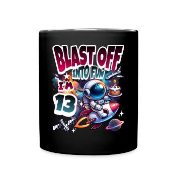 Astronaut 13th Birthday Space - Full Colour Mug - black - Front