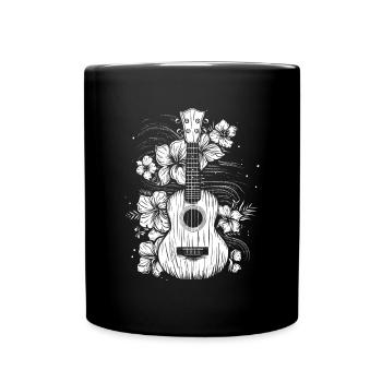 Ukulele Comic Look - Tasse einfarbig - Schwarz - Vorne