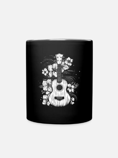 Ukulele Comic Look - Tasse einfarbig - Schwarz