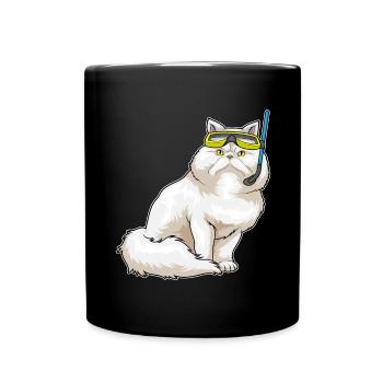 Persische Katze Taucher Schnorchel - Tasse einfarbig - Schwarz - Vorne