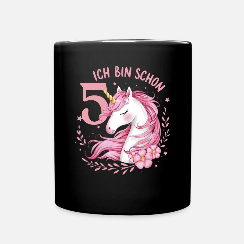 5. Geburtstag Mädchen 5 Jahre Pferd Pferde Einhorn - Tasse einfarbig - Schwarz