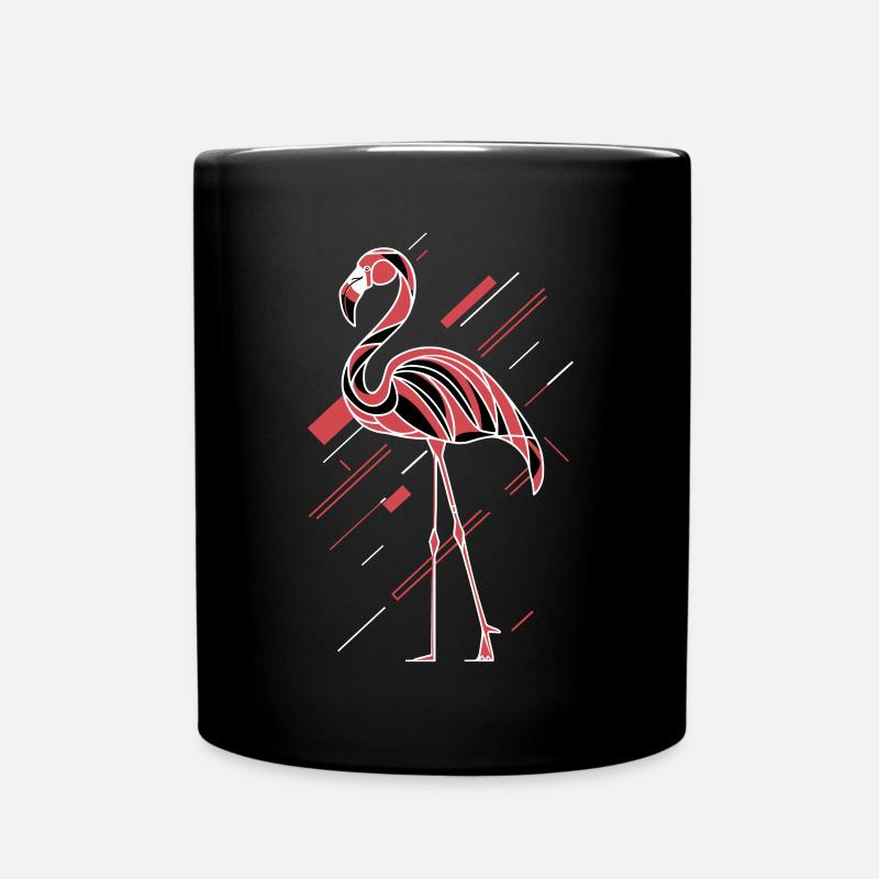 Abstract flamingo with geometric lines - Full Colour Mug - black