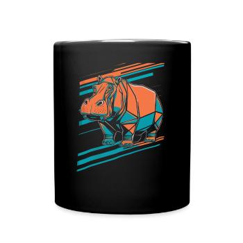 Geometrischer Hippo Kunst Design - Tasse einfarbig - Schwarz - Vorne