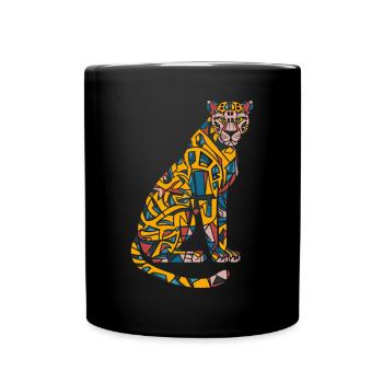 Mosaïque colorée léopard œuvre d’art pour les amoureux des animaux - Mug uni - noir - Devant
