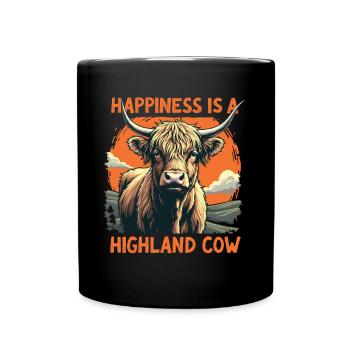 Schottisches Hochlandrind Highland Cow Hochlandkuh - Tasse einfarbig - Schwarz - Vorne