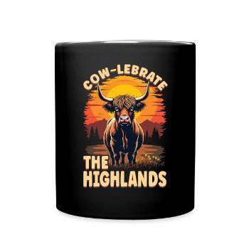Schottisches Hochlandrind Highland Cow Hochlandkuh - Tasse einfarbig - Schwarz - Vorne