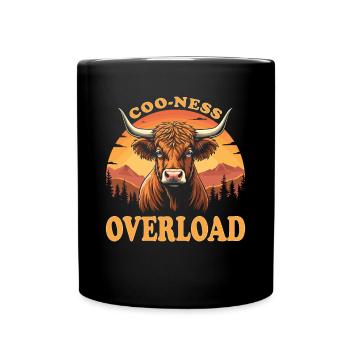 Schottisches Hochlandrind Highland Cow Hochlandkuh - Tasse einfarbig - Schwarz - Vorne