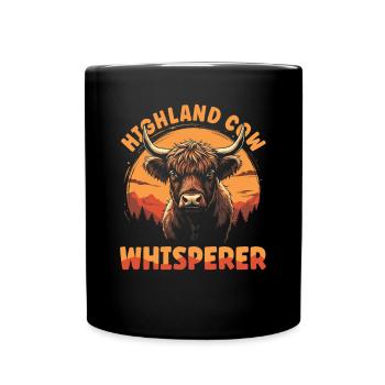 Schottisches Hochlandrind Highland Cow Hochlandkuh - Tasse einfarbig - Schwarz - Vorne
