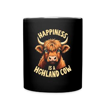 Schottisches Hochlandrind Highland Cow Hochlandkuh - Tasse einfarbig - Schwarz - Vorne