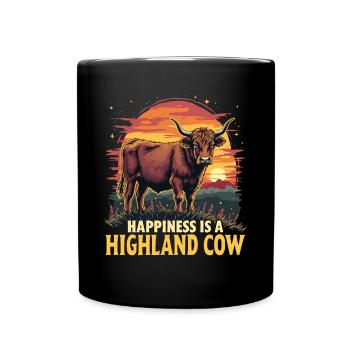 Schottisches Hochlandrind Highland Cow Hochlandkuh - Tasse einfarbig - Schwarz - Vorne