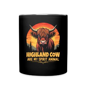 Schottisches Hochlandrind Highland Cow Hochlandkuh - Tasse einfarbig - Schwarz - Vorne
