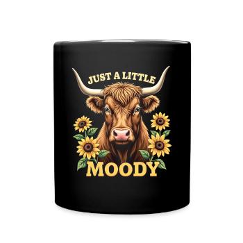 Schottisches Hochlandrind Highland Cow Hochlandkuh - Tasse einfarbig - Schwarz - Vorne