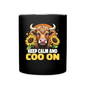 Schottisches Hochlandrind Highland Cow Hochlandkuh - Tasse einfarbig - Schwarz - Vorne