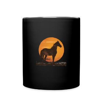Horse Silhouette Sunset - Full Colour Mug - black - Front