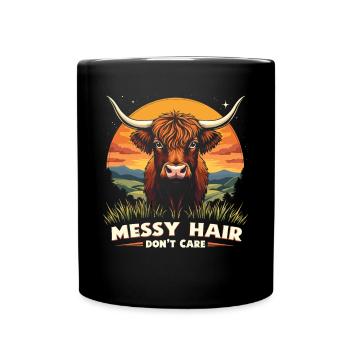 Schottisches Hochlandrind Highland Cow Hochlandkuh - Tasse einfarbig - Schwarz - Vorne