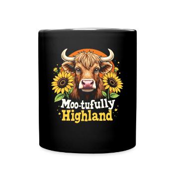 Schottisches Hochlandrind Highland Cow Hochlandkuh - Tasse einfarbig - Schwarz - Vorne