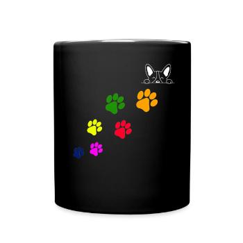 Dog paw prints - Full Colour Mug - black - Front