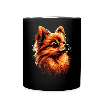Zwergspitz Pommeraner Pom Süßer Deutscher Spitz - Tasse einfarbig - Schwarz - Vorne